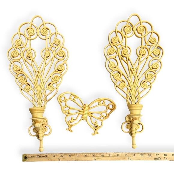 Burwood Syrogo 3 Wall Hanging Art Large 18" MCM Decor Retro Butterfly Candelabra - Picture 12 of 12